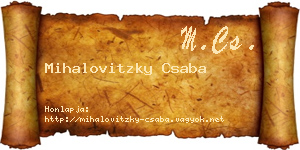 Mihalovitzky Csaba névjegykártya